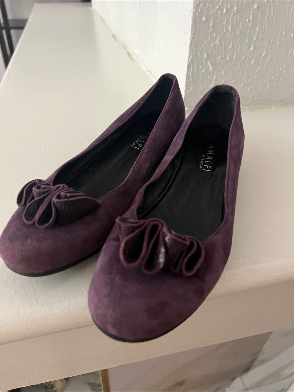 Amalfi Plum Suede Flats with Decorative Knot